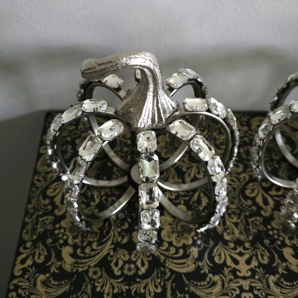 Christian Siriano 3 Pack Rhinestone Crystal Silver Metal Pumpkin Set - Picture 7 of 8